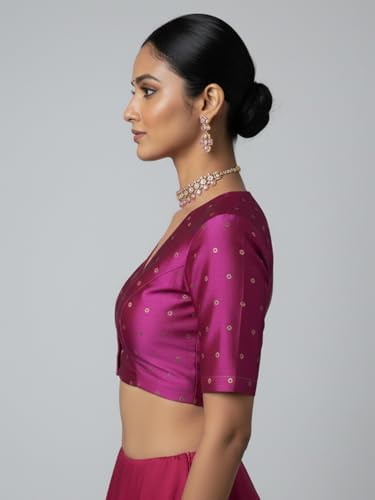 Thevasa Women's Fuchsia Gold Dot Divine Depth Blouse