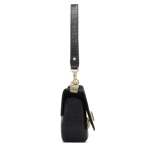 Da Milano Genuine Leather Black Shoulder Bag (01798) (Small)