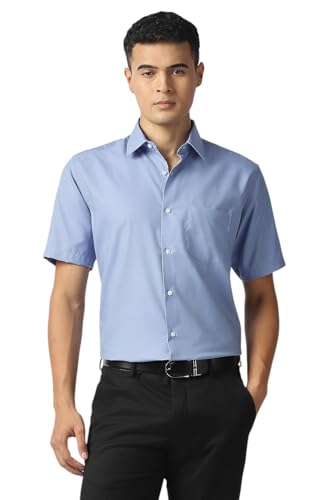 Men Light Blue Solid Half Sleeves Wedding Shirt