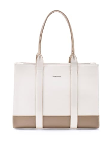 Lino Perros Womens Color-Blocked Commuter Tote Bag, Cream