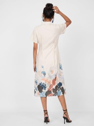 Max Women Printed Shirt Dress (White_L)