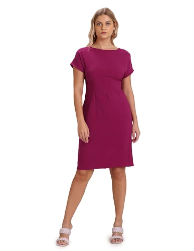 U.S. POLO ASSN. Women's Round Neck Solid Sheath Dress (UWAW22DRS041_Pink_XXL)