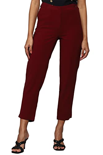 Allen Solly Solid Polyester Regular Fit Women's Casual Pants (Purple)