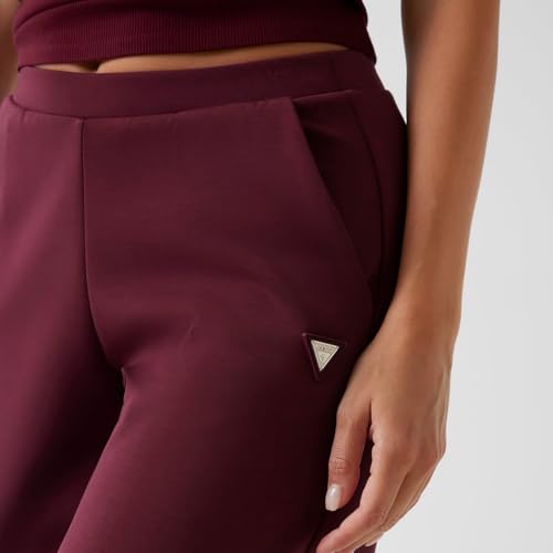 GUESS Women Solid Full Length Wide Leg Trousers Grape Violet