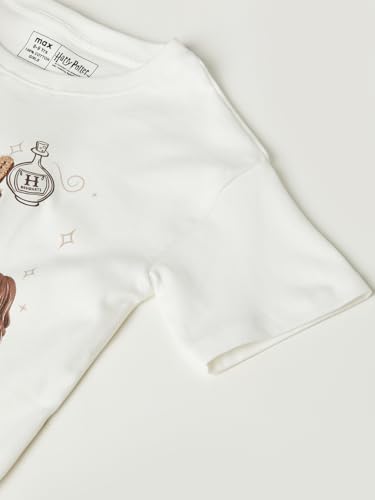 Max Girls Chennile Embroidered T-Shirt(White_9-10 Y)