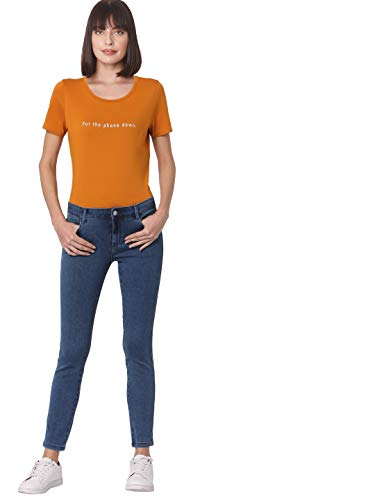 VERO MODA Women's Cotton Blend Skinny Fit Blue Classic Jeans_26