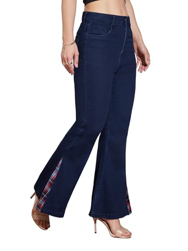 Miss Chase Women's High Rise Stretchable Denim Bootcut Jeans (MCSS18DEN02-19-323-26, Space Blue, 26)