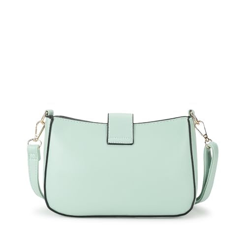 Fastrack Solid Sling Bag For Women, Girls and Ladies | with Buckle Accent and Zipper Closure | Detachable Sling Strap | Slings For Casual Carry | Ladies Purse Handbag, Green