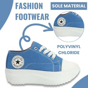 KRAFTER Chunky Denim Sneakers for Women & Girls – Sky Blue Casual Walking Shoes Comfortable Fit Trendy Everyday Wear – UK 6 – Model HP-1330-39