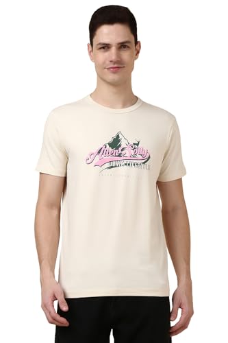 Allen Solly Men's Regular Fit T-Shirt (ASKPQRGFP62772_Cream