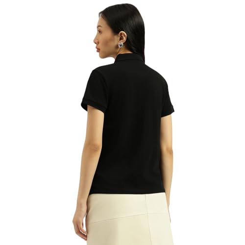 United Colors of Benetton Polo Neck Solid T-Shirt (Size: M)-25A3WG9E3173G100 Black