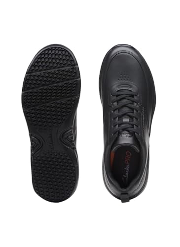 Clarks Mens Clarkspro Lace, Black Leather, 10.5