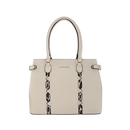 Caprese Chelsea Large Satchel Bag for Women | Elegant Multi-Compartment Office Handbag with Adjustable & Detachable Strap | Shoulder & Crossbody Sling Bag with Zipper Closure (Alpine Oat)
