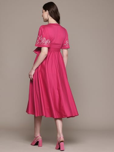 Label RITU KUMAR Fuschia Zelda V Neck Long Dress