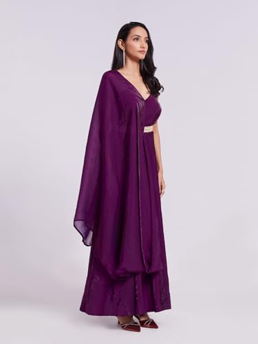 FUSIONIC Organza Base Purple One-Shoulder Gown