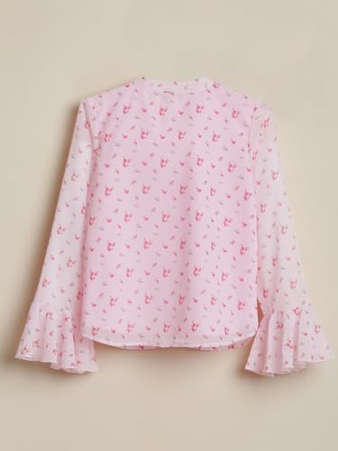 Girls Pink Print Casual Top