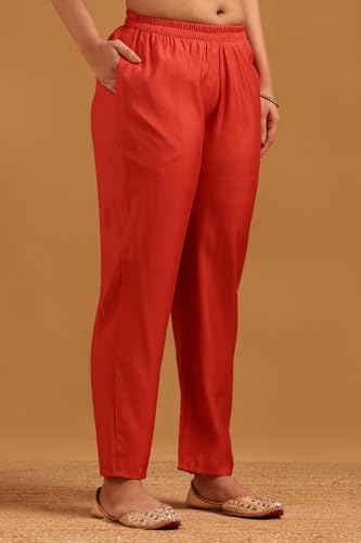 Soch Womens Rust Roman Silk Floral Salwar Suit With Stone Work