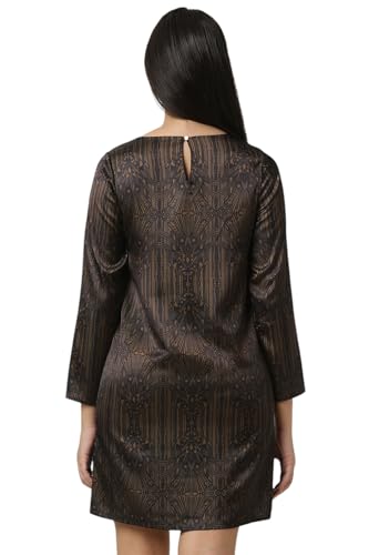 Van Heusen Women Black Print Thigh-Length Party Dress