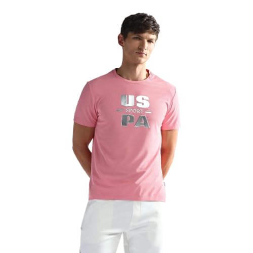U.S. POLO ASSN. Brand Print Slim Fit Active T-Shirt Peach