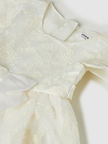 Max Girls Embroidered A-line Dress(White_3-4 Y)