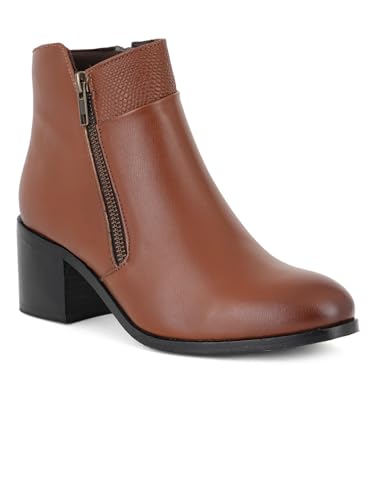 Elle Women's Zip Boots Colour-Tan, Size-UK 8