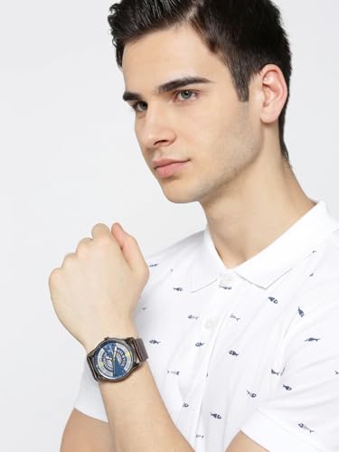 DANIEL KLEIN Leather Analog Blue Dial Men's Watch-Dk12155-3