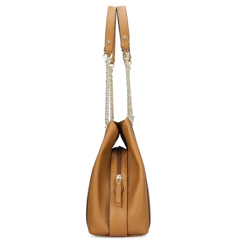 Da Milano Leather Shoulder Bag for Women - Caramel Brown (LB-00846B)