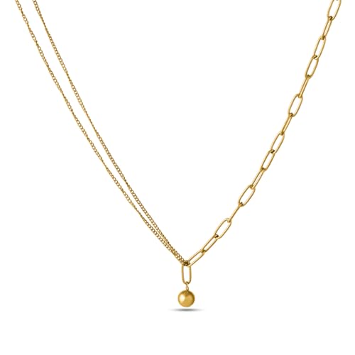 PALMONAS 18k Gold Plated Chunky Link Necklace for Women - Gift for Girls & Women | Waterproof & Anti-Tarnish Necklace