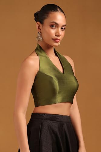 Soch Womens Olive Art Silk Blouse