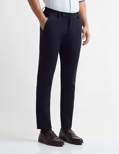 Arrow Men's Textured Super Slim Fit Trousers (ARAKTR2040_Blue_30)