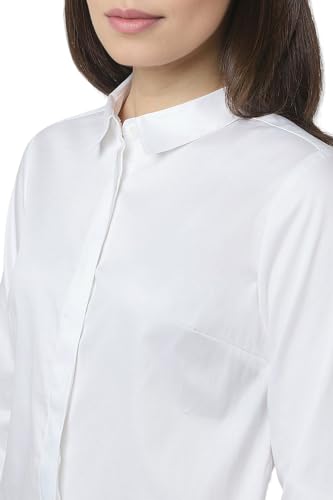 Women White Solid 3/4th Sleeves Formal Shirt