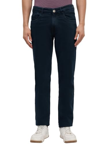Park Avenue Men Slim Fit Solid Pattern Cotton Blend Flat Front Casual Jeans