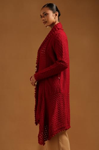 Soch Womens Maroon Acrylic Crochet Winter Shrug