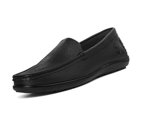 LOUIS STITCH Men's Raven Black Slip-On Loafers | Ultra Lightweight Slip-On Solid Formal Shoes for Men | Loafers with All-Day Comfort | LSFLPDMPUJB | UK-6