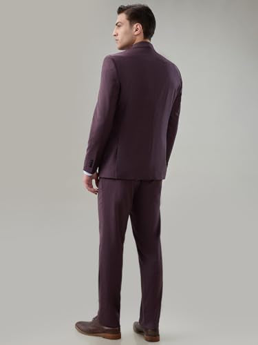 Park Avenue Maroon Solid Pattern Men Suit