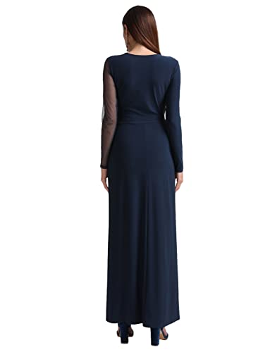 Kazo Women's Polyester Bodycon Maxi Casual Dress (124787DRBLXS_Blue