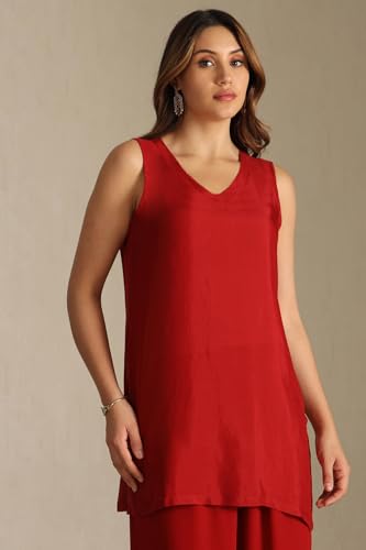 Soch Womens Red Georgette Co-Ord Set With Cutdana