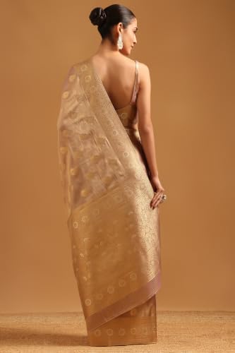 Soch Womens Light Purple Tissue Ethnic Motifs Zari Woven Saree