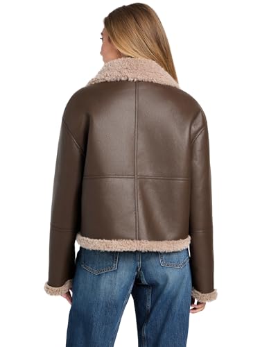 GUESS Ladies Terry Cropped Faux Fur, Dark Luxe Brown, S