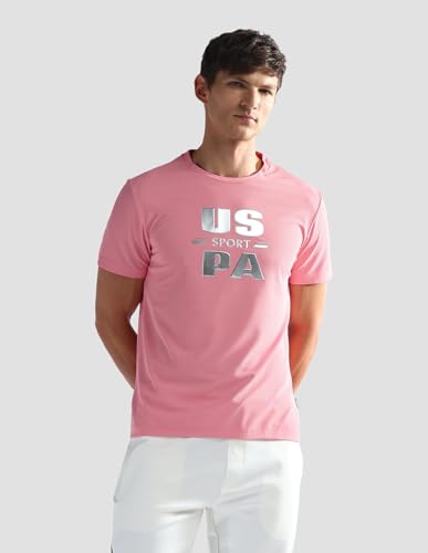 U.S. POLO ASSN. Brand Print Slim Fit Active T-Shirt Peach