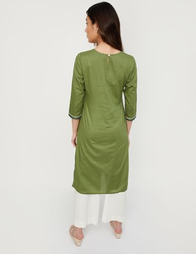 Max Women Embroidered Straight Kurta (WWLI41001OLIVE)_XL