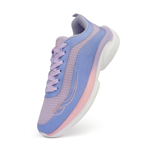 YOHO RushHour Dynamiq™ Sports Shoes for Women |Cushioned Insole, Stylish, Casual & Sneakers for Ladies | Lightweight, Anti-Skid Shoe for Gym, Walking & Running-1800 | Light Blue - UK 7