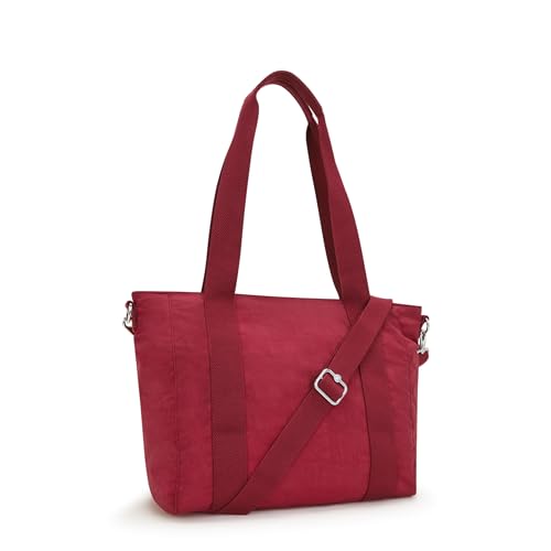 Kipling Women's Asseni Small Tote, Versatile Lightweight Purse, Nylon Shoulder Bag, Funky Red, 15.75''L x 11''H x 5.5''D, Kipling Women's Asseni Small Tote Bag, Versatile Lightweight Purse, Nylon