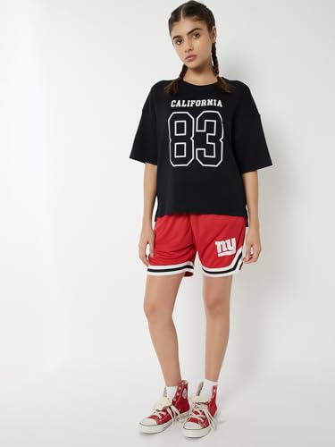 Max Women Typographic Print T-Shirt (Black_XXL)