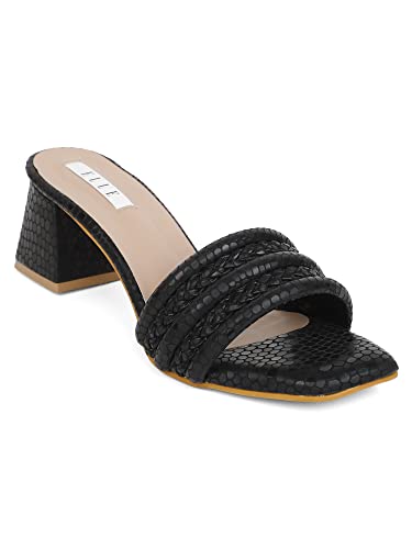 ELLE Women's Black Block Sandals
