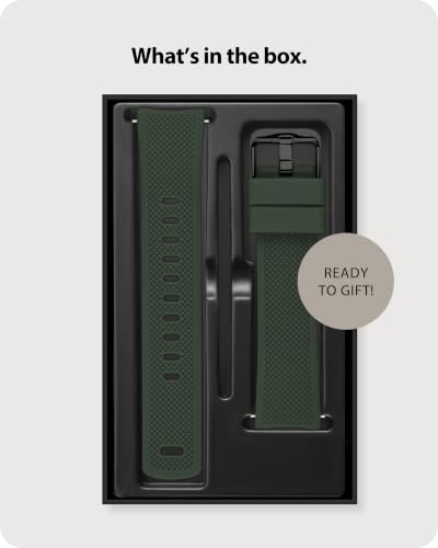 Fullmosa 22mm No‑Gap Curved Silicone Watch Strap, Army Green | [No Watch]Premium Strap for Samsung Galaxy Watch 46mm,Gear S3,Huawei GT2 46mm,Fossil Gen6,Noise ColorFit Ultra,boAt Xtend Pro