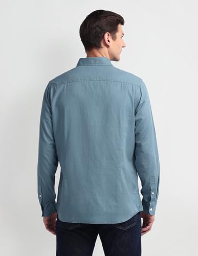 U.S. POLO ASSN. Mens Solid Slub Full Sleeve Shirts (UDSHTO1205_Teal_XXL)