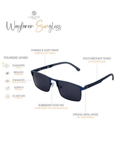 Carlton London Premium Blue Toned with Polarised Lens Wayfarer Sunglass for unisex