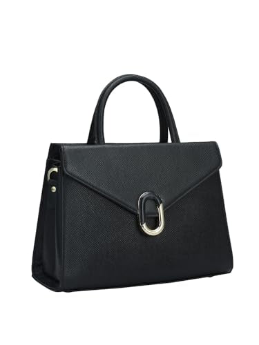 Da Milano Genuine Leather Black Satchel (Small) (01685OL)