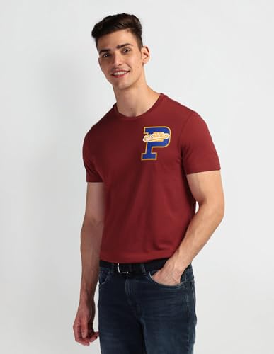 U.S. POLO ASSN. Mens Solid Half Sleeve Graphic Round Neck T-Shirts (UDTSHS0861_DK. RED_M)